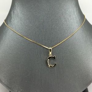 New 14K Gold Initial "C" Pendant with 16" Chain
